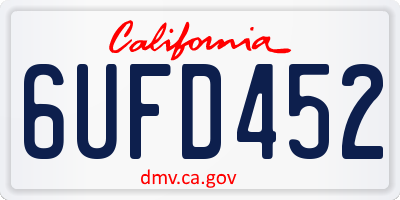 CA license plate 6UFD452
