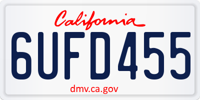CA license plate 6UFD455