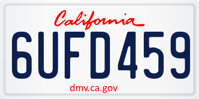 CA license plate 6UFD459