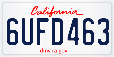 CA license plate 6UFD463