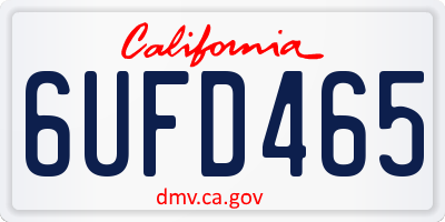 CA license plate 6UFD465
