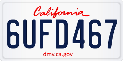 CA license plate 6UFD467