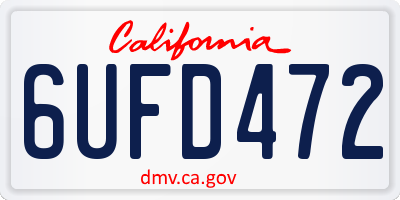 CA license plate 6UFD472