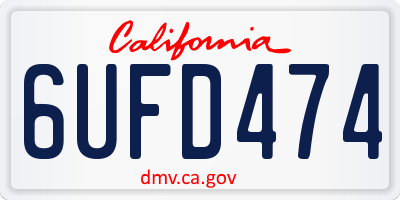 CA license plate 6UFD474