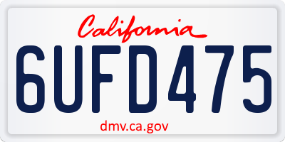 CA license plate 6UFD475