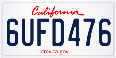 CA license plate 6UFD476