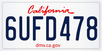 CA license plate 6UFD478