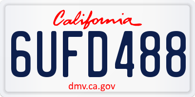 CA license plate 6UFD488