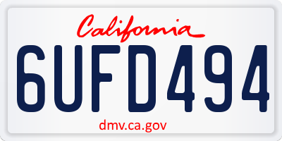 CA license plate 6UFD494