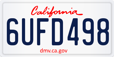 CA license plate 6UFD498