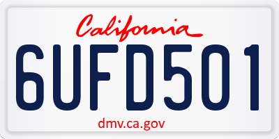 CA license plate 6UFD501