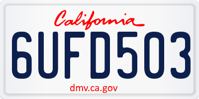 CA license plate 6UFD503