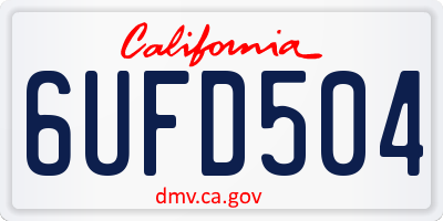 CA license plate 6UFD504