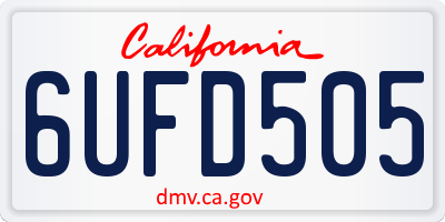 CA license plate 6UFD505
