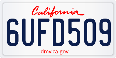 CA license plate 6UFD509