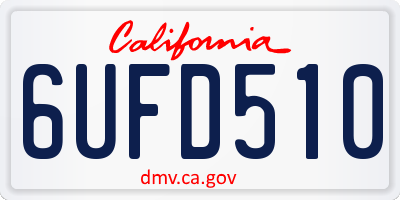 CA license plate 6UFD510