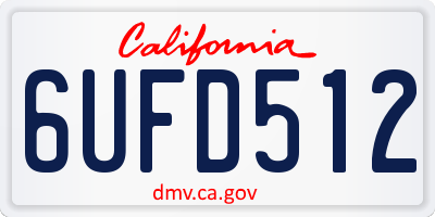 CA license plate 6UFD512