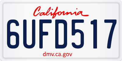 CA license plate 6UFD517