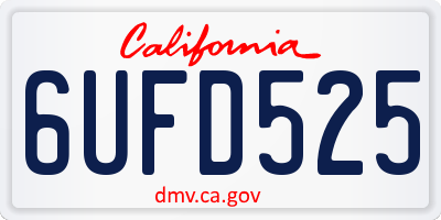 CA license plate 6UFD525