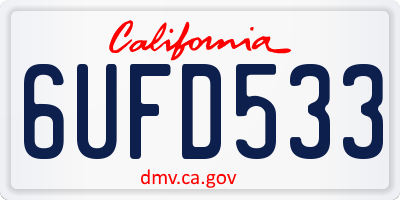 CA license plate 6UFD533