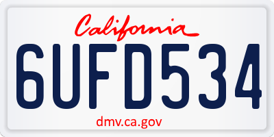 CA license plate 6UFD534