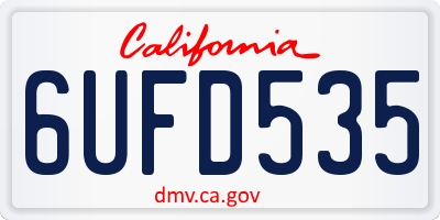 CA license plate 6UFD535