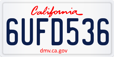 CA license plate 6UFD536