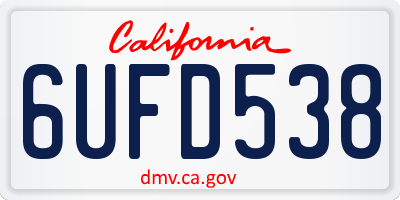CA license plate 6UFD538