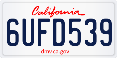 CA license plate 6UFD539
