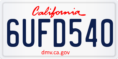 CA license plate 6UFD540