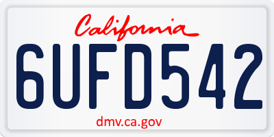 CA license plate 6UFD542