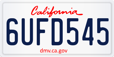 CA license plate 6UFD545