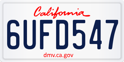CA license plate 6UFD547