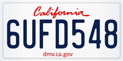 CA license plate 6UFD548
