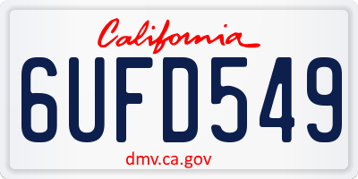 CA license plate 6UFD549