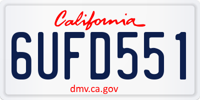 CA license plate 6UFD551