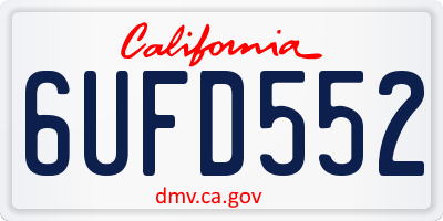 CA license plate 6UFD552