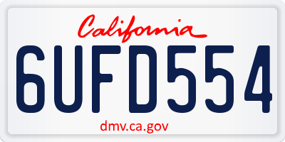 CA license plate 6UFD554