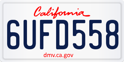 CA license plate 6UFD558