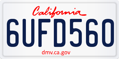 CA license plate 6UFD560