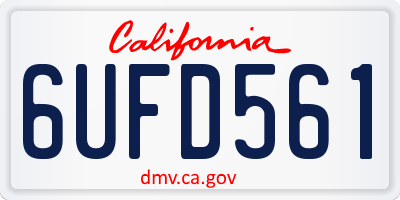 CA license plate 6UFD561