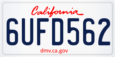 CA license plate 6UFD562