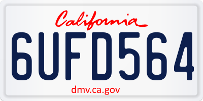 CA license plate 6UFD564