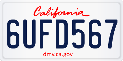 CA license plate 6UFD567