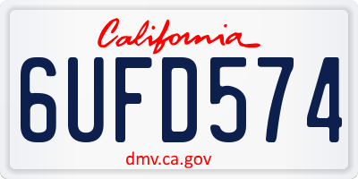 CA license plate 6UFD574