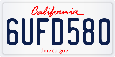 CA license plate 6UFD580