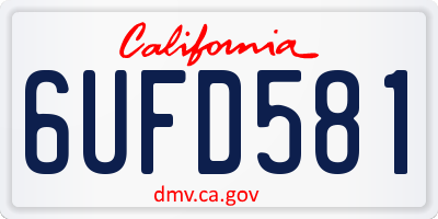CA license plate 6UFD581