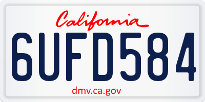 CA license plate 6UFD584