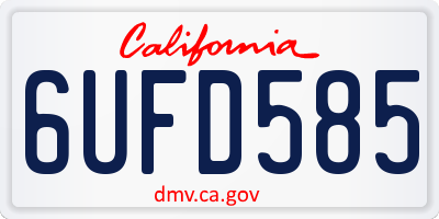 CA license plate 6UFD585