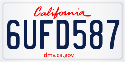 CA license plate 6UFD587
